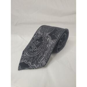 DONALD J. TRUMP Signature Collection Men's 100% Silk Tie Paisley Black Grey